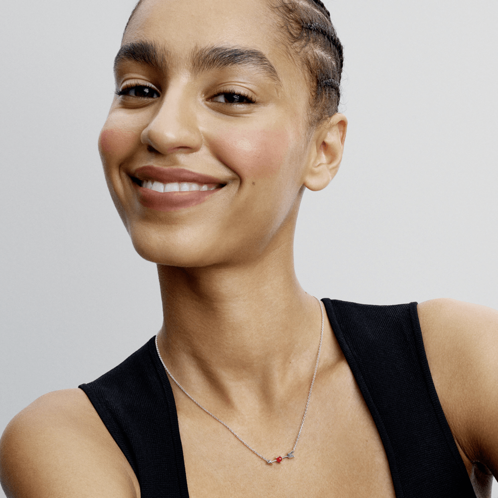 Trivora Luxe Silver Red Necklace